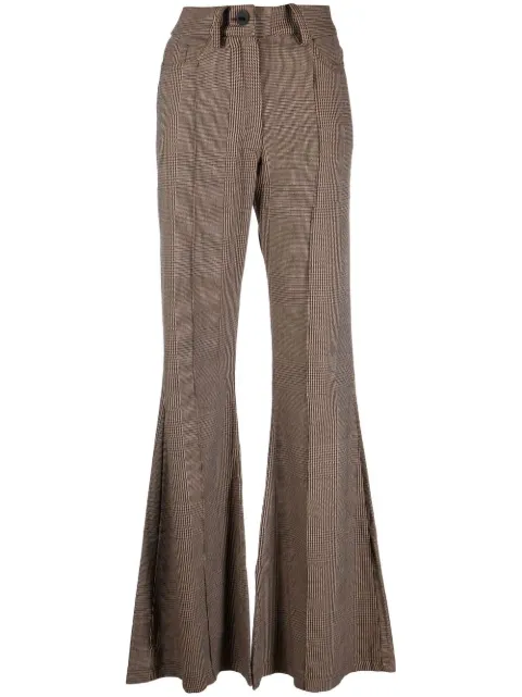 Barbara Bologna checked flared trousers Brown M99950