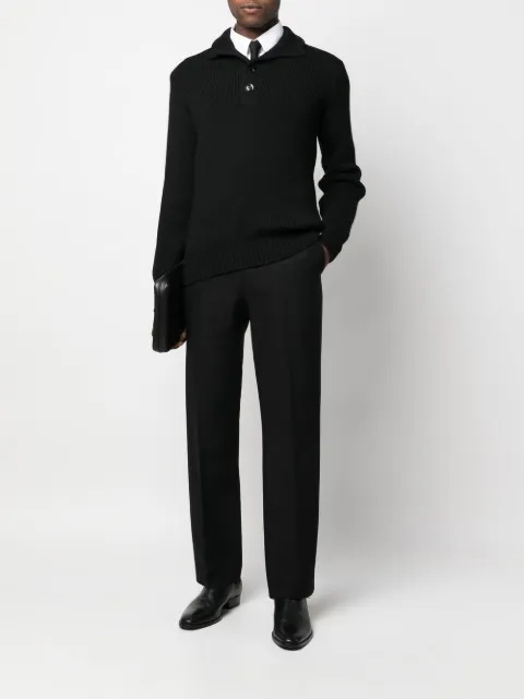 TOM FORD ribbed-knit quarter-button jumper Black BAQ51TFK126