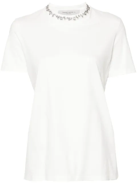 Golden Goose cabochon crystals cotton T-shirt White GWP01220P000673