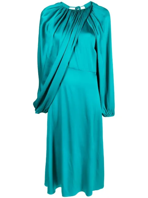 colville draped-detail silk dress Blue CVF22561TUR