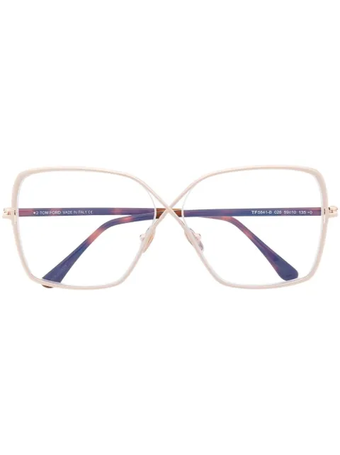 TOM FORD Eyewear tortoiseshell-effect square-frame glasses Gold FT5841B