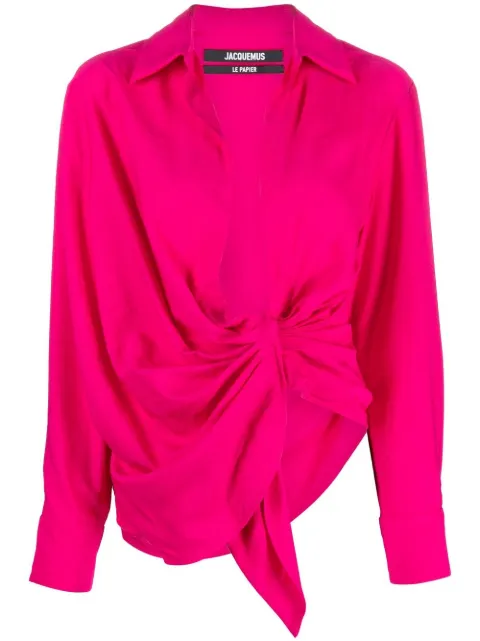 Jacquemus knot-detail long-sleeve shirt Pink 213SH0021020