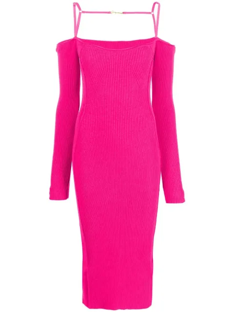 Jacquemus La Robe Sierra ribbed midi dress Pink 213KN3002082