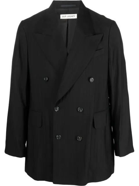 OUR LEGACY crease-effect double-breasted blazer Black M4220SBF