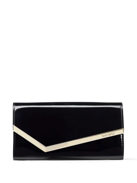 Jimmy Choo Emmie black patent-leather clutch bag Black EMMIEPAT