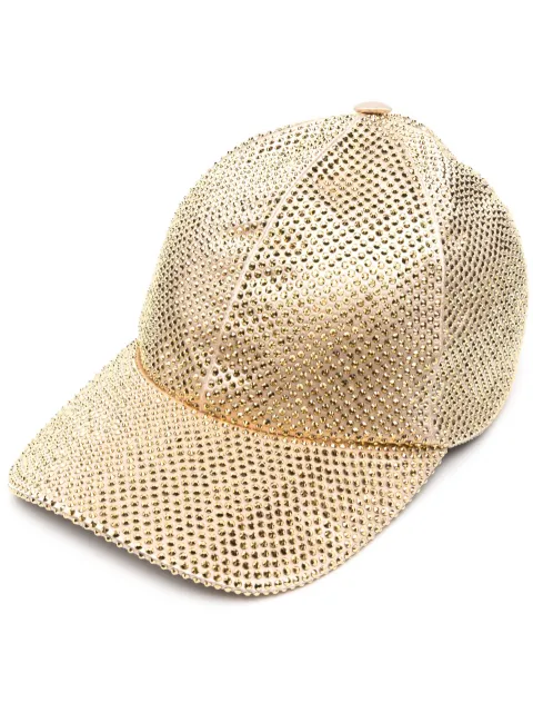 Prada crystal-embellished satin baseball cap Gold 1HC2742CLA
