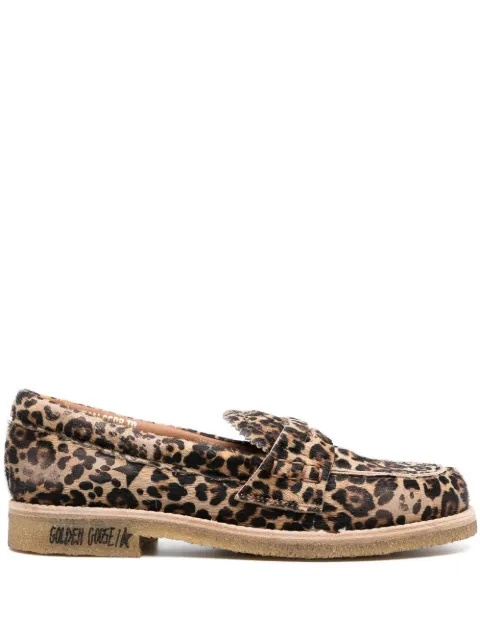Golden Goose leopard-print round-toe loafers Brown GWF00268F00298255434