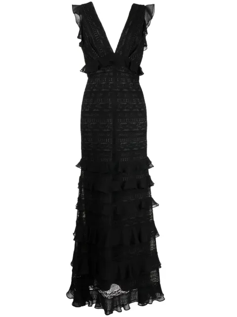 Sachin & Babi Serafina lace ruffled gown Black R231G18