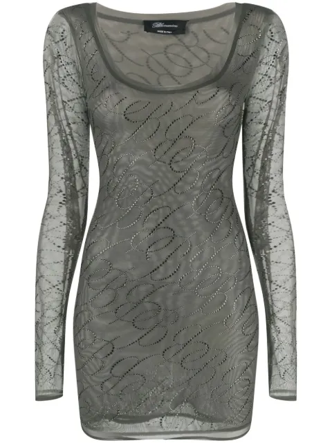 Blumarine crystal-embellished tulle minidress Neutrals P322A323A