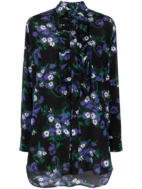 Plan C floral-print silk shirt Black CMCAA08BK8TS010
