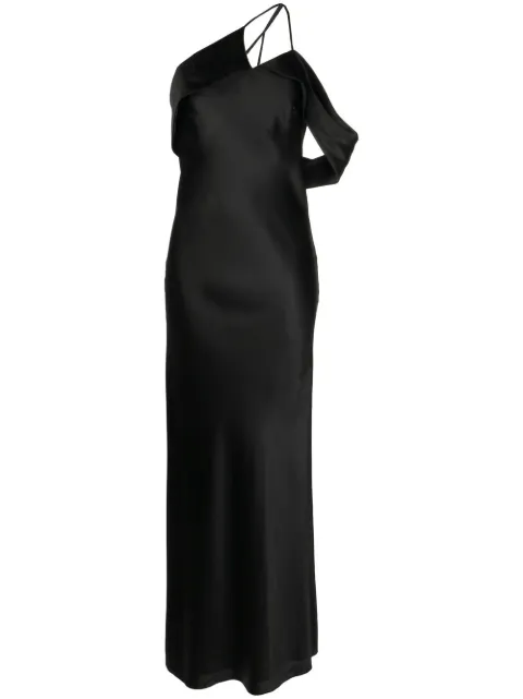 Michelle Mason bias-cut one-shoulder gown Black M9212C
