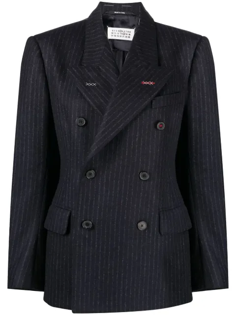 Maison Margiela pinstripe double-breasted wool blazer Blue SI0BN0001S54046