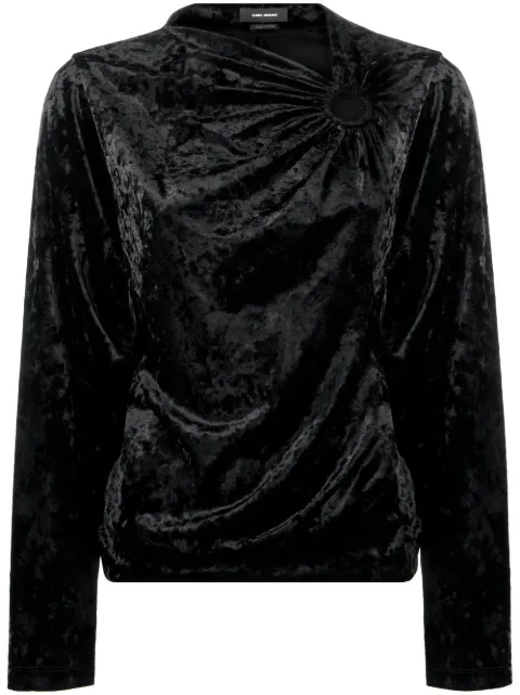 ISABEL MARANT crushed-velvet long-sleeve top Black HT240522H025I