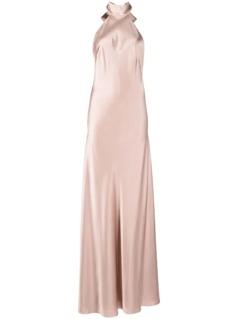 Michelle Mason backless halter-neck gown Pink M9361