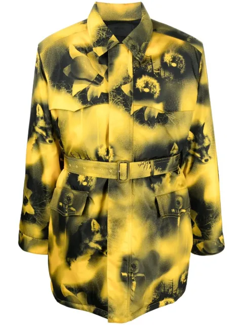 Prada Re-Nylon abstract-printed parka coat Yellow SGC091S22211P1