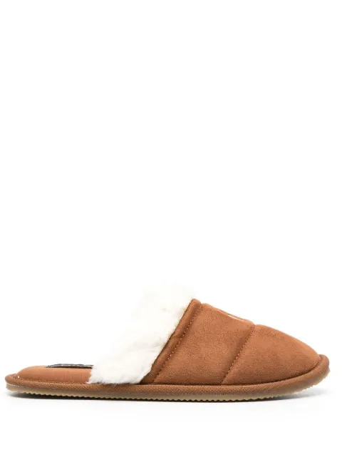 Polo Ralph Lauren embroidered-logo faux-fur slippers Brown RF103631