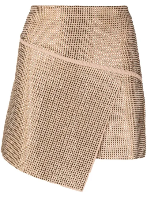 ANDREĀDAMO crystal-embellished asymmetric wrap skirt Neutrals ADFW22SK05772475