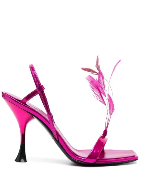 3juin feather-detail 110mm slingback sandals Pink 323WC002R