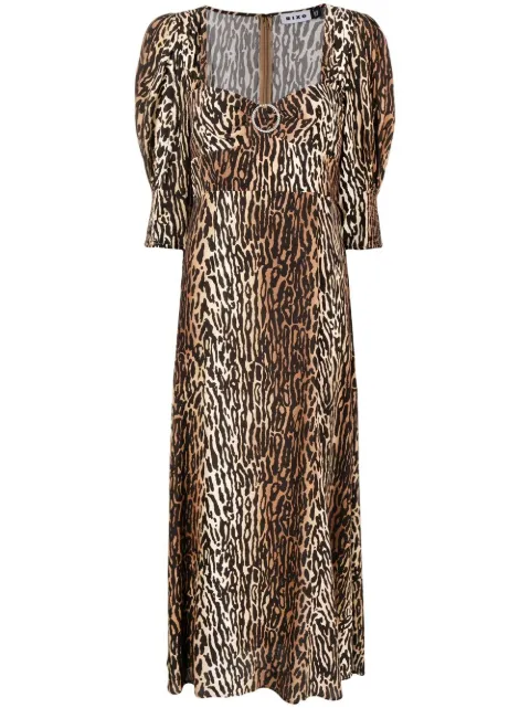 Rixo leopard-print midi dress Brown 0100061542202032