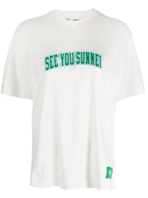 Sunnei logo-patch T-shirt White MRTWXJER029COT002