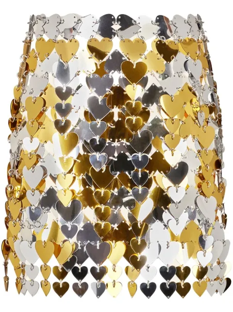 Rabanne heart-paillettes chainmail mini skirt Gold 23SIJU350PS0399