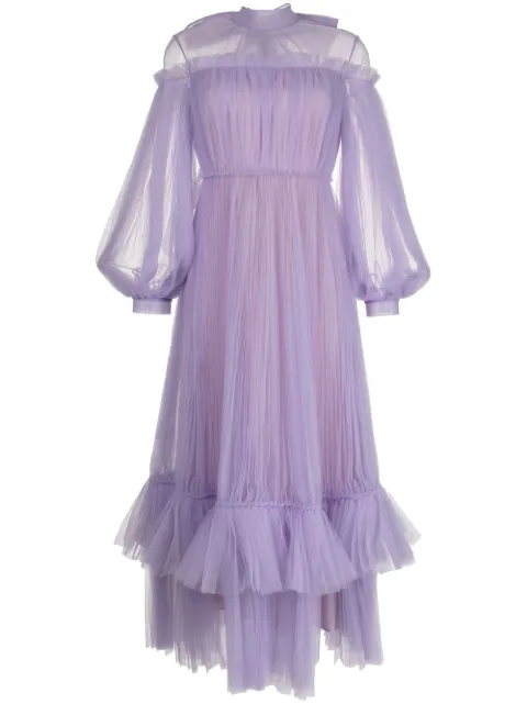 Huishan Zhang Alicia ruffled gown Purple HPW220121