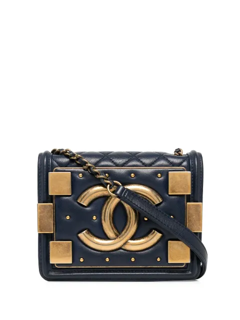 CHANEL Pre-Owned 2016 Classic Flap Boy Brick mini crossbody bag Blue CHANELMINISTUDDEDNAVYBOYBAG