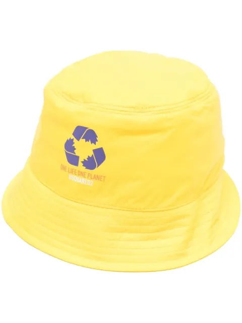DSQUARED2 logo-print bucket-hat Yellow HAM003111705990