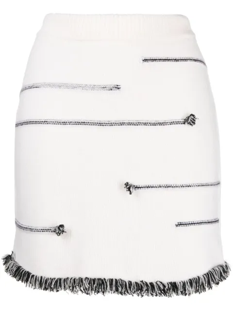 Sonia Rykiel contrasting-stitch detail skirt White 22H04J12