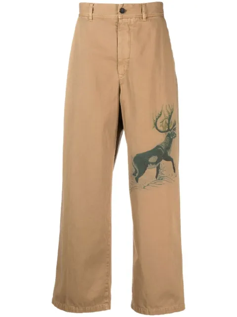 Incotex graphic-print wide-leg trousers Neutrals FTP013FX006