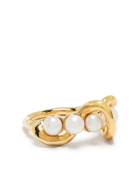 Missoma Molten pearl twisted stacking ring Gold MPGR4WP