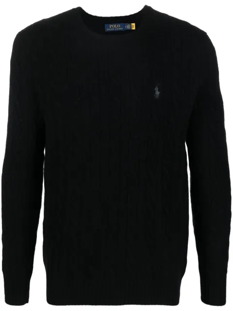Polo Ralph Lauren cable-knit logo-embroidered sweater Black 710876762001