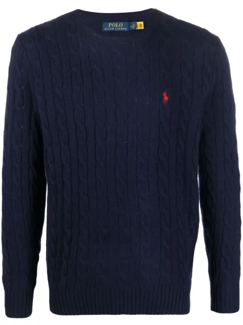 Polo Ralph Lauren cable-knit Pony-motif sweater Blue 710876762002