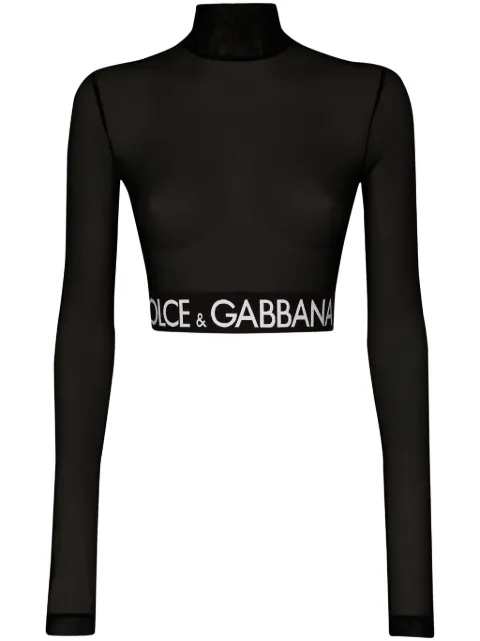 Dolce & Gabbana roll-neck tulle top Black F8N52TFLRDA