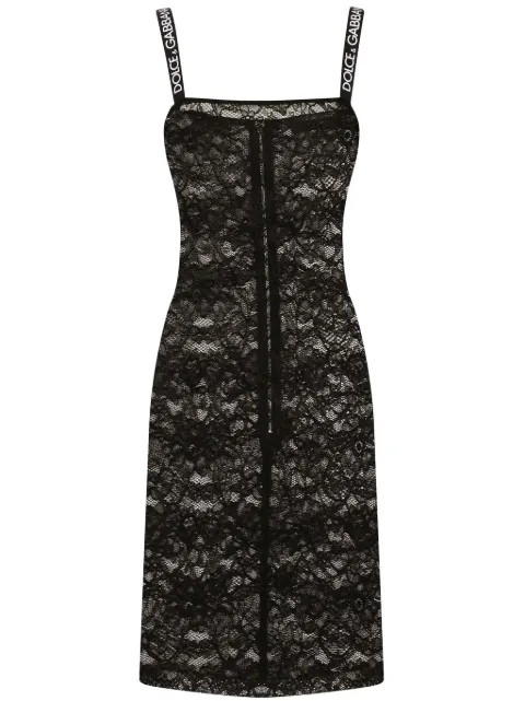 Dolce & Gabbana lace-panel semi-sheer minidress Black F6CJSTFLRFE