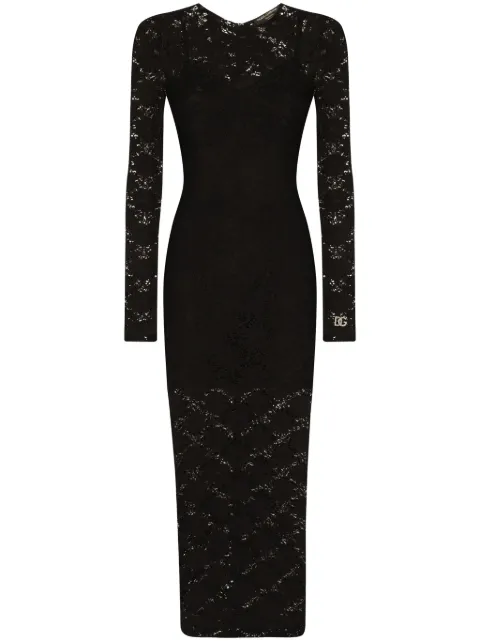 Dolce & Gabbana lace-panel midi dress Black F6AQOTFLRFG