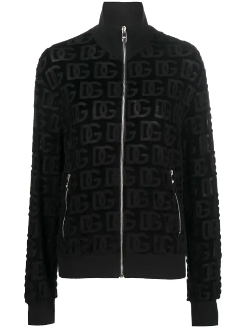 Dolce & Gabbana jacquard-logo zip-up sweatshirt Black F9O51TFJ7DM