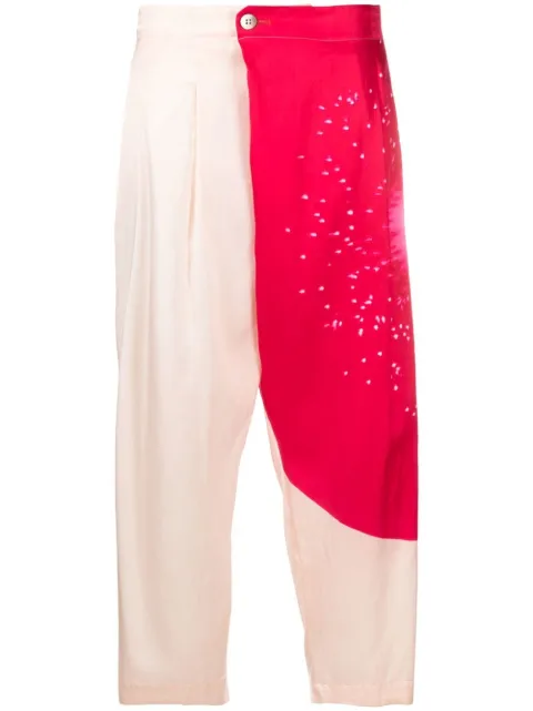 Pleats Please Issey Miyake colour-block cropped trousers Pink IM28FF042
