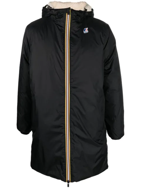 K-Way logo-embroidered parka coat Black K3114KW
