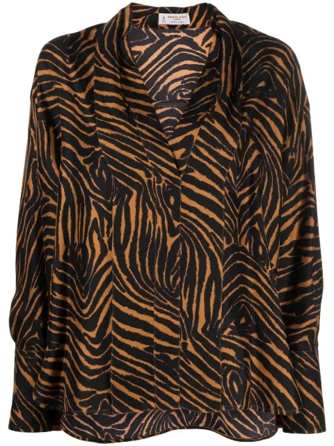 Alberto Biani animal-print silk blouse Brown MM878SE3154