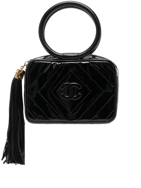 CHANEL Pre-Owned 1990 Tassel Chevron tote bag Black CHANELCIRCLECHEVRONTOPHANDLECAMERATOTE