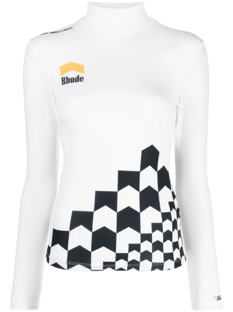 RHUDE high-neck long-sleeve T-shirt White RHFW22TT04659772