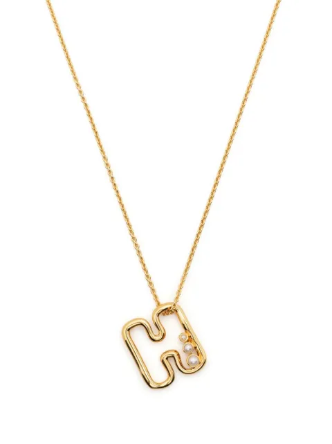Missoma pearl-embellished initial pendant necklace Gold INLGN1WPH