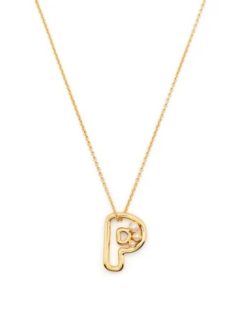 Missoma pearl-embellished initial pendant necklace Gold INLGN1WPP