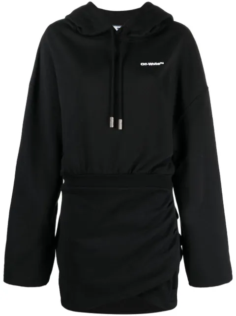 Off-White logo-embroidered hoodie dress Black OWDB423C99JER0011001