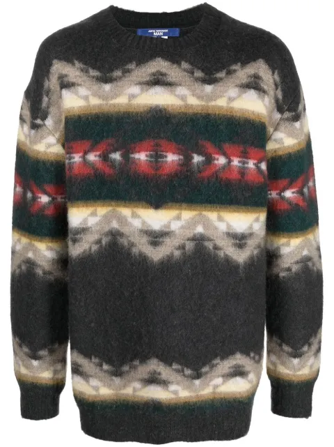 Junya Watanabe MAN intarsia-knit oversize jumper Grey WJN005