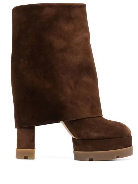 Casadei 150mm platform suede boots Brown 1S246Z1201RENNA