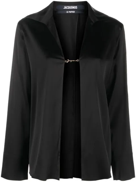 Jacquemus La Chemise Notte satin shirt Black 213SH1031000
