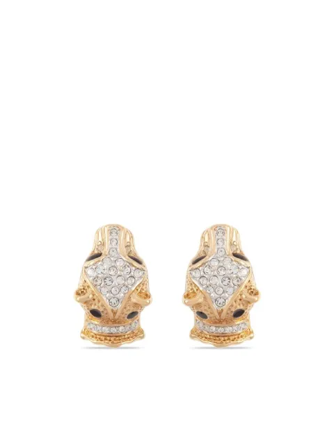 Susan Caplan Vintage 1980s Attwood & Sawyer tiger head clip-on earrings Gold ER025330