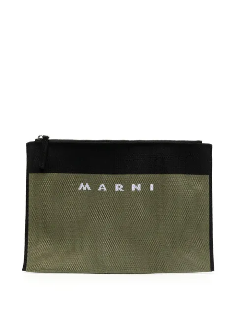 Marni logo-jacquard clutch bag Green PHMQ0007A0P4602